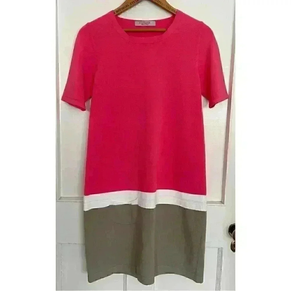 Brand New Without Tags D Exterior Dress in Pink, Grey and White Size M